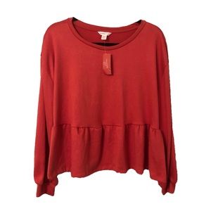 🆕 NWT Coral Pink Ruffle Sweatshirt